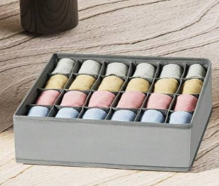 24-Grid Foldable Drawer Organizer – Underwear, Sock & Bra Storage Box