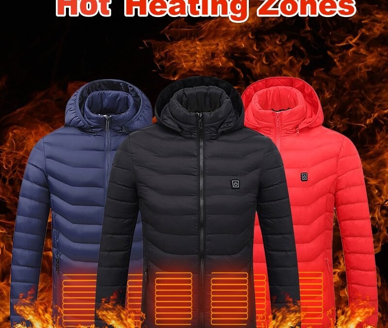 Winter Heated Jacket for Men – USB Rechargeable, 3 Level Thermal Coat with Removable Hood