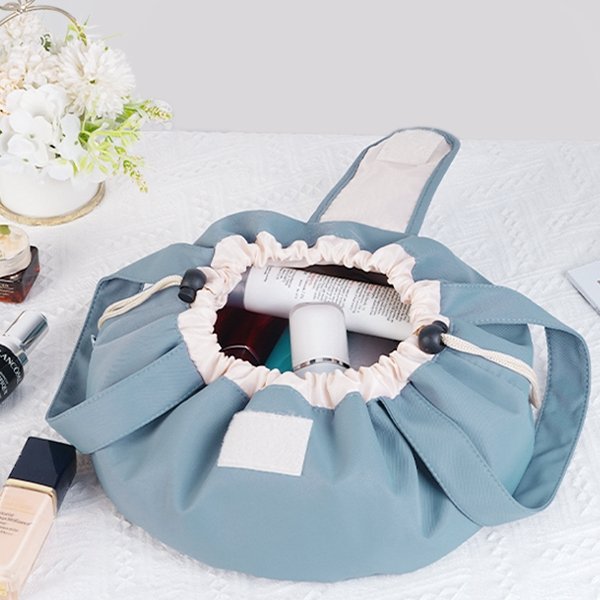 Drawstring Barrel Makeup Bag – Large Travel Cosmetic Organizer