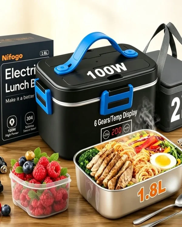 100W Electric Lunch Box, 1.8L Stainless Steel Food Heater