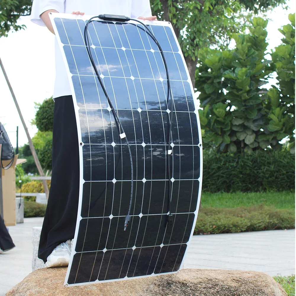 100W Flexible Solar Panel, Waterproof, 12V Battery Charger