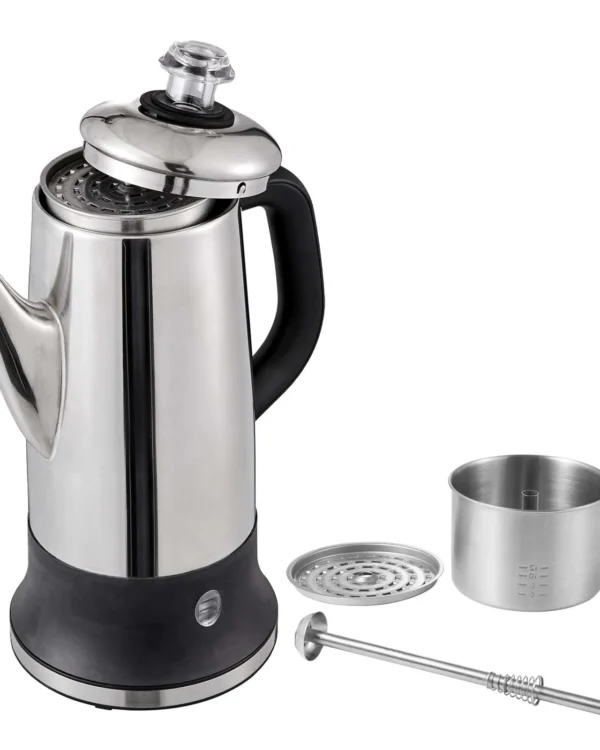 12-Cup Electric Percolator, 304 Stainless Steel, 1000W