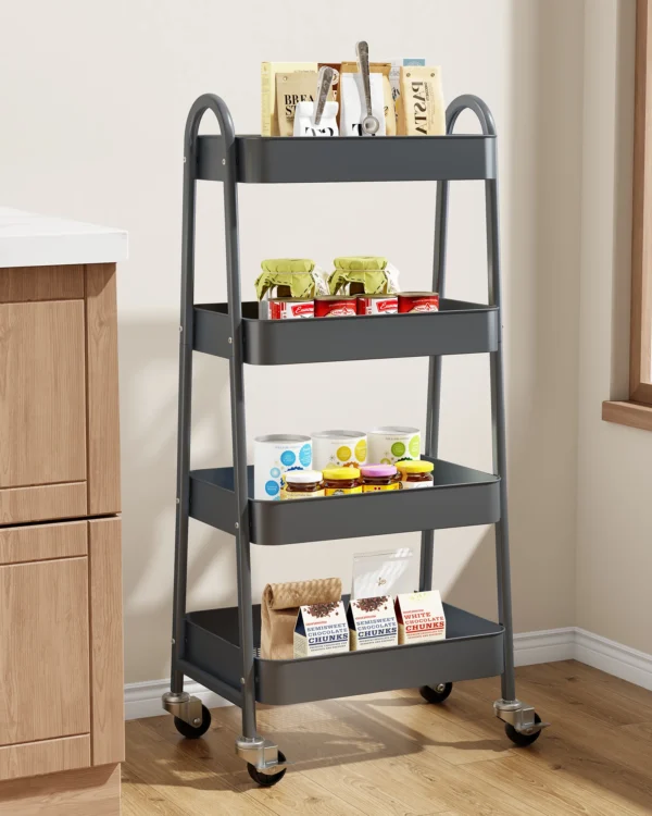 4-Tier Rolling Storage Cart with Drawers and Lockable Wheels