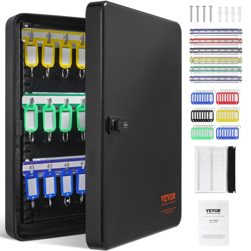 48-Key Cabinet Lock Box with Adjustable Key Racks