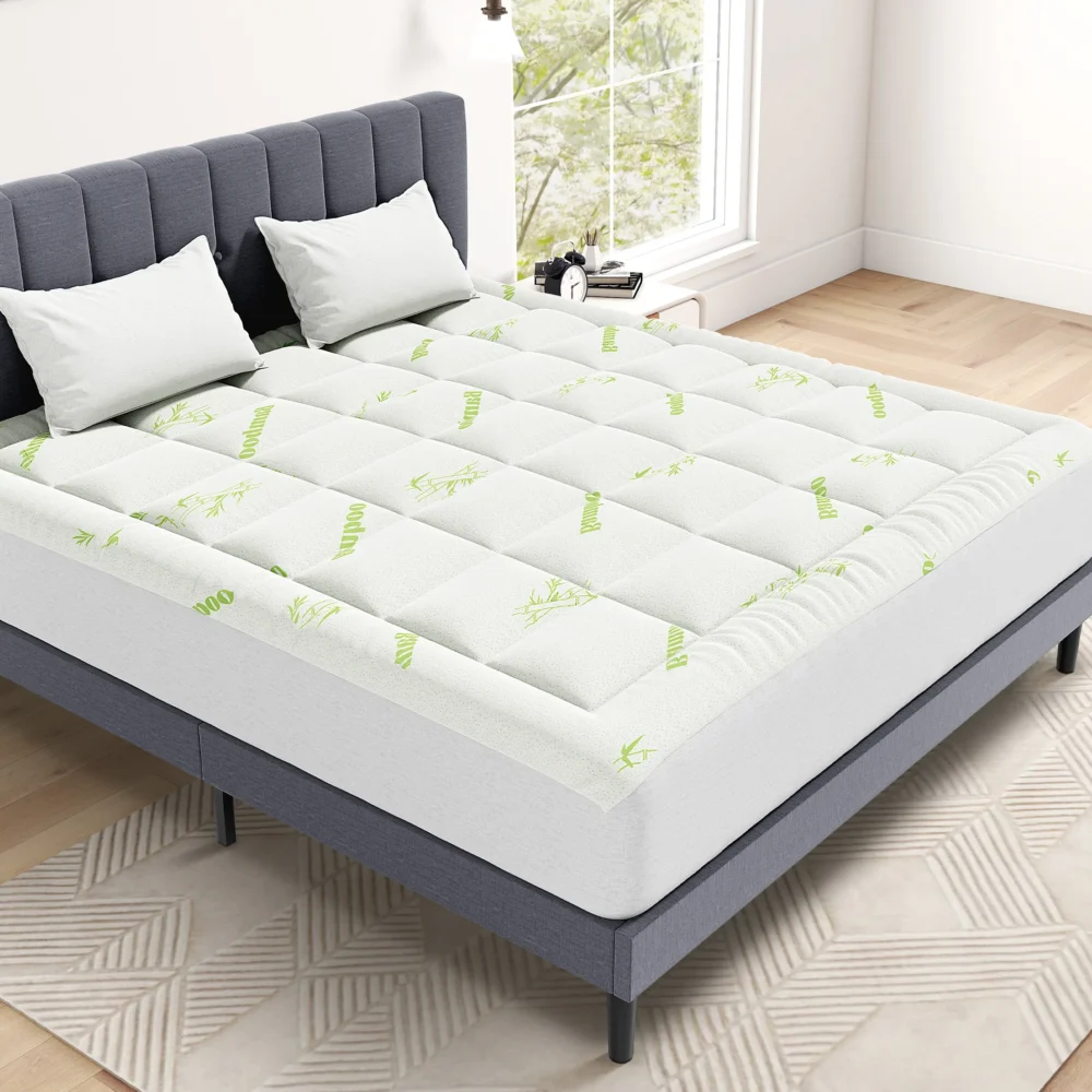 Bamboo Viscose Mattress Topper with Stretchy Pockets