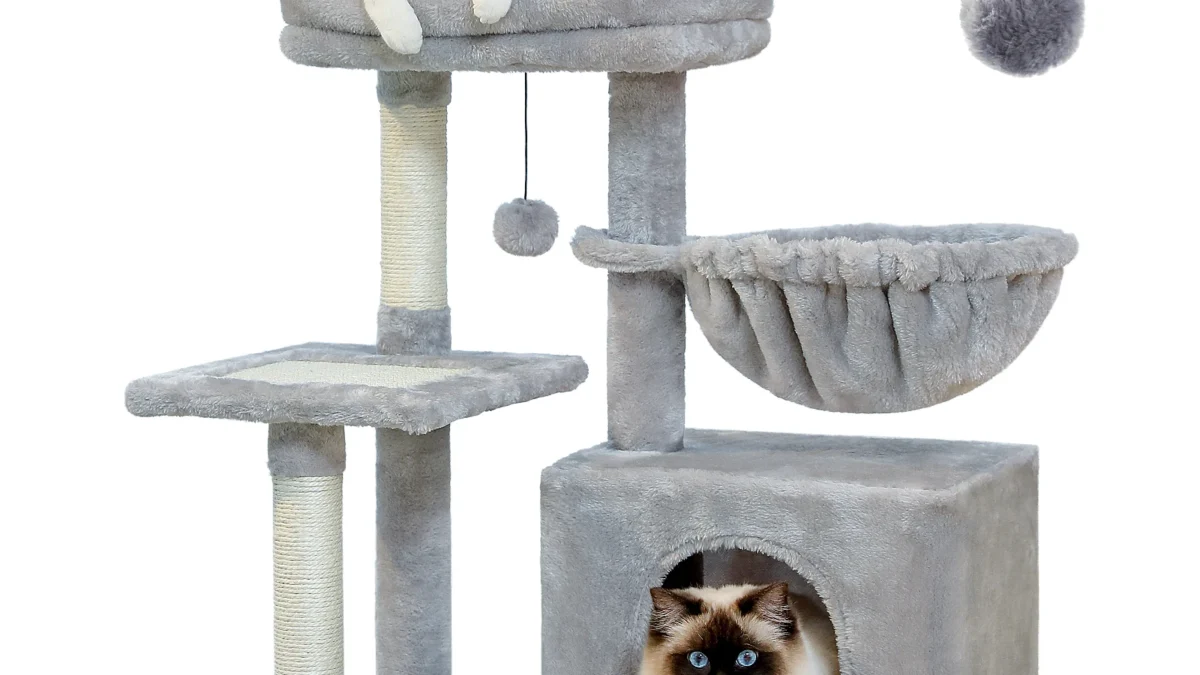 Cat Tree Tower for Indoor Cats, 3-Tier with Scratching Posts
