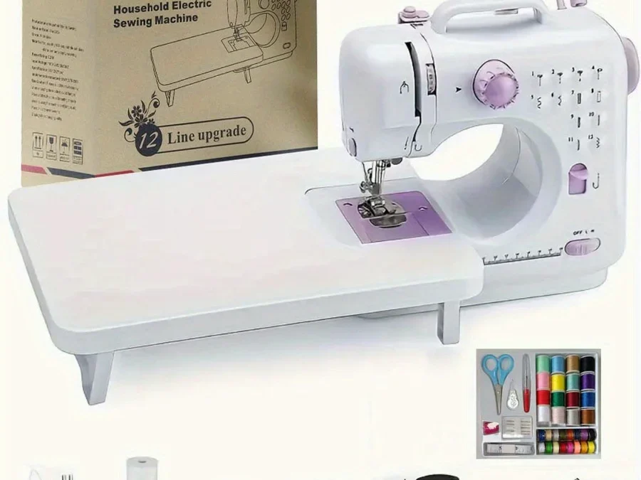 Electric Sewing Machine with Extension Table, Pedal and Light