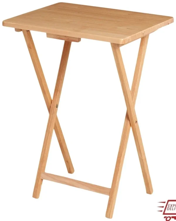 Folding TV Tray Table, Solid Rubberwood, Space-Saving