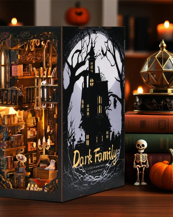 Gothic Halloween Book Nook Kit, DIY Wooden Bookshelf Insert