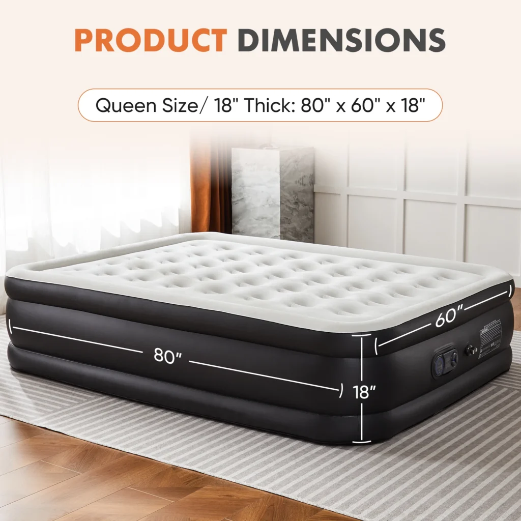 18 in Tall Air Mattress with Built-In Pump, Queen or Twin