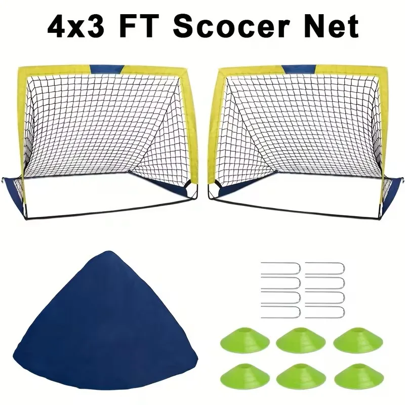 Portable Pop-Up Soccer Goals, 4 x 3 ft, Set of 2