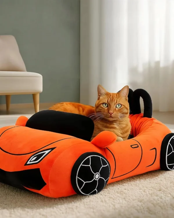 Soft Coral Fleece Cat Bed with Pillow, Washable Pet Mat