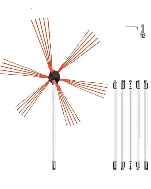 Chimney Sweep Kit, Nylon Rods and Brush Head, Drill-Driven