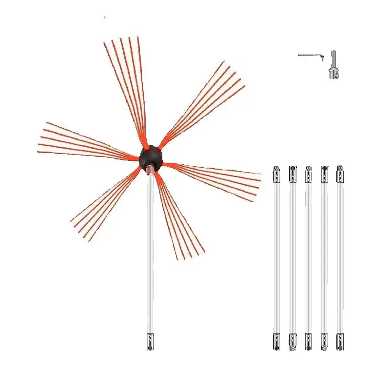 Chimney Sweep Kit, Nylon Rods and Brush Head, Drill-Driven