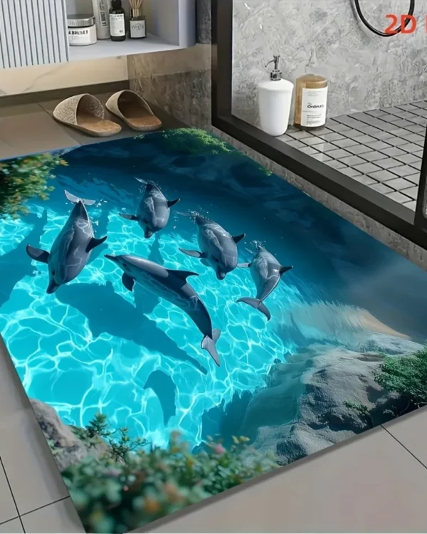 Water-Absorbent Stone Bath Mat with Non-Slip Rubber Base